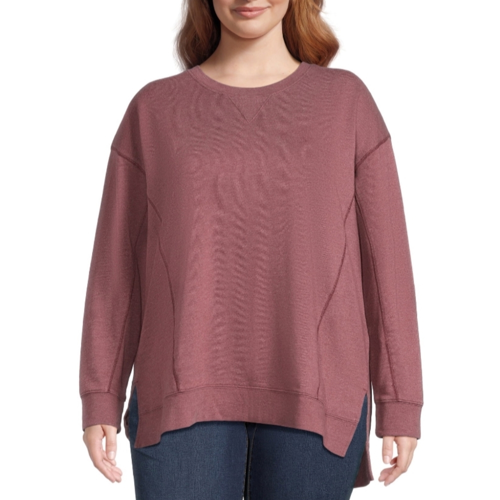 Terra & Sky Women's Plus Size 1X (16W-18W) High-Low French Terrycloth Sweatshirt